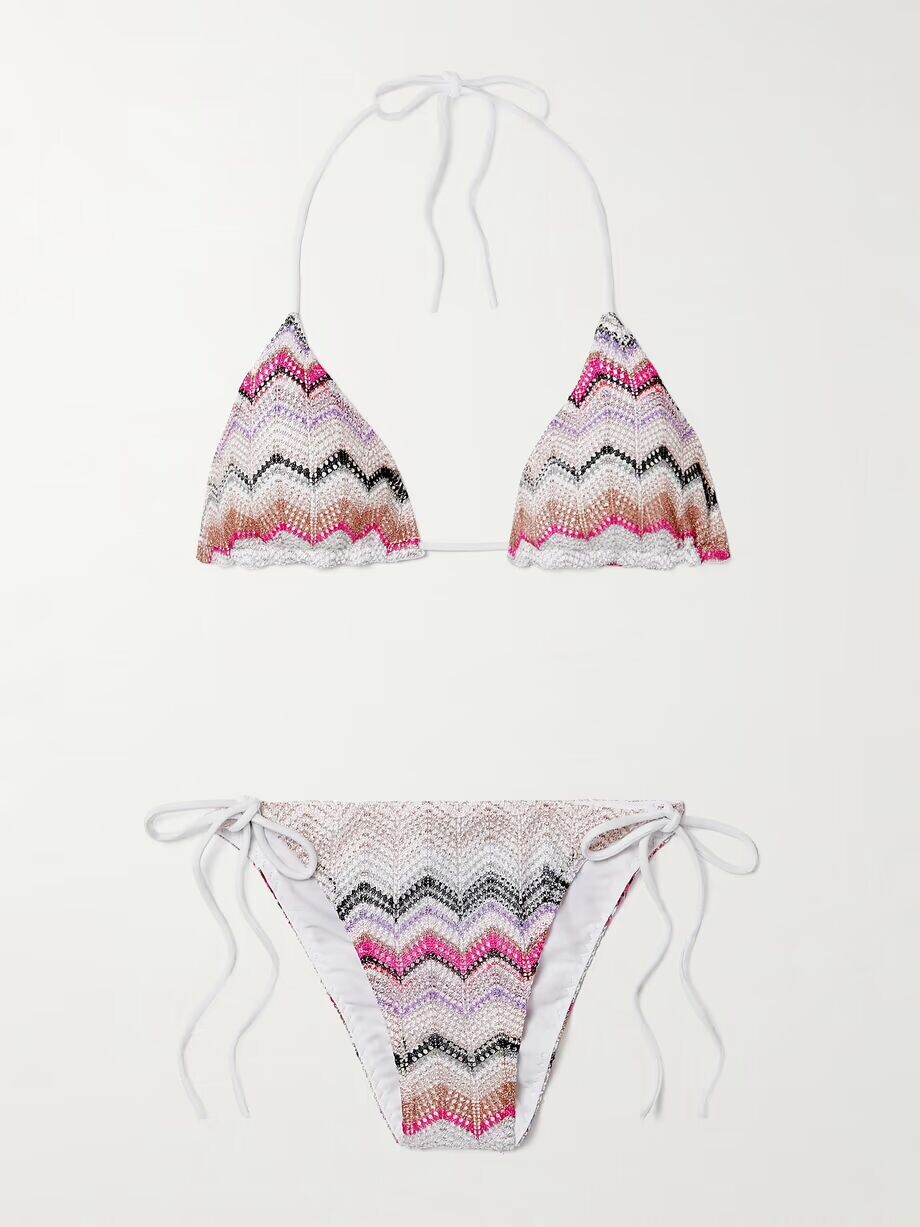 

Бикини треугольной вязки крючком в металлическую полоску Mare Missoni, мультиколор