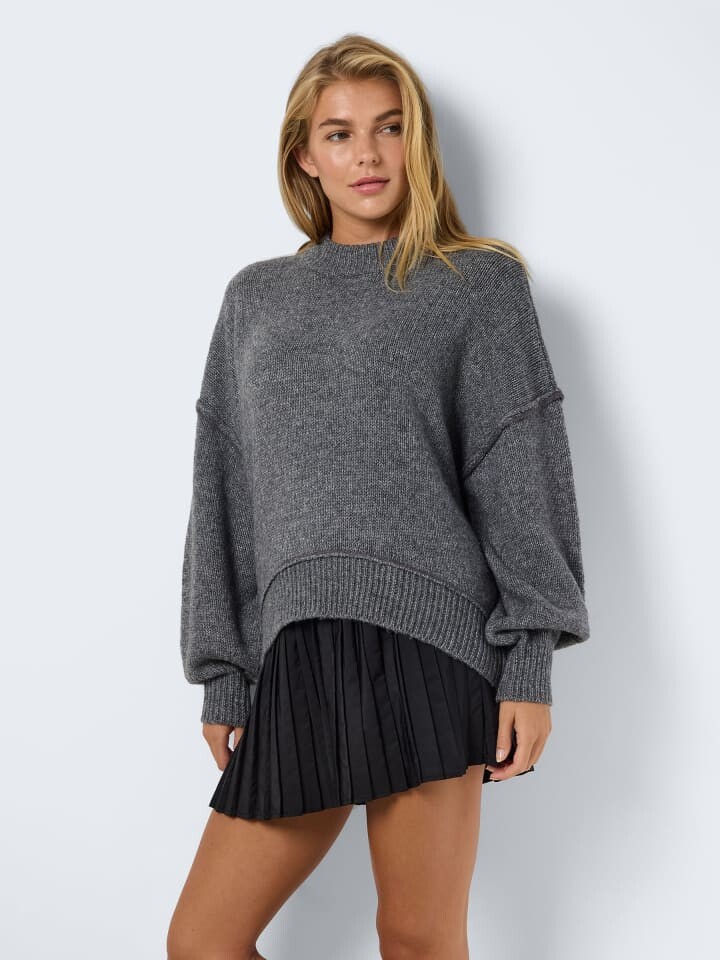 

Пуловер Noisy may Strickpullover Rundhals loose fit, темно-серый