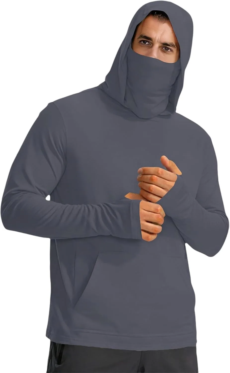 

Мужская футболка с защитой от ультрафиолета UPF 50+ с длинным рукавом и капюшоном