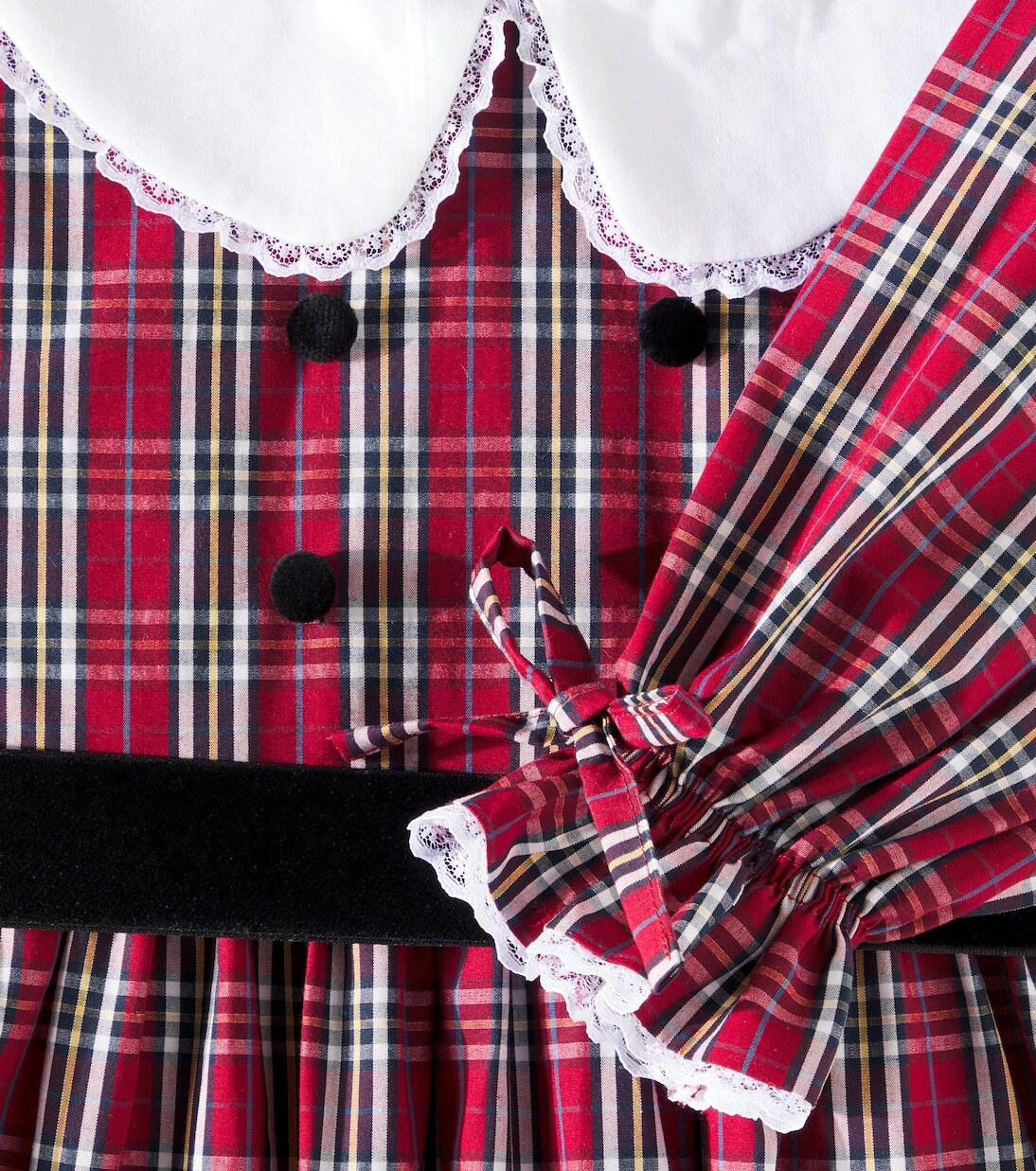 Платье Lizette из хлопка в клетку тартан La Coqueta, Burgundy Tartan — фото 3