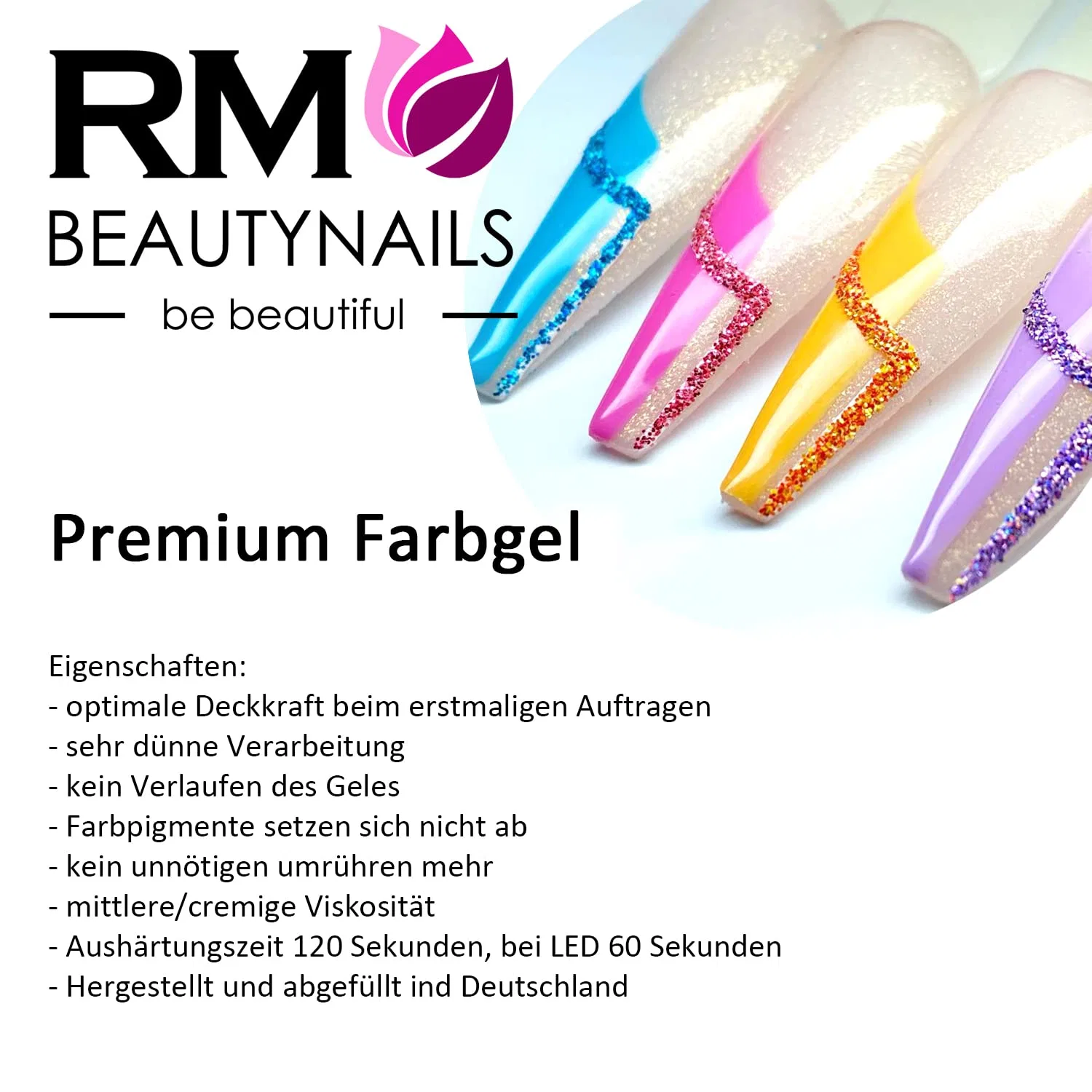Цветной гель для ногтей RM Beautynails, черный, 5 мл Rm Beautynails — фото 3
