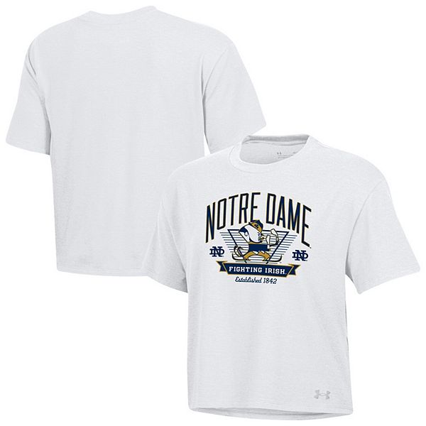 

Женская белая футболка notre dame fighting irish essentials icon ultra-soft boxy cropped Under Armour, Белый, Женская белая футболка notre dame fighting irish essentials icon ultra-soft boxy cropped Under Armour