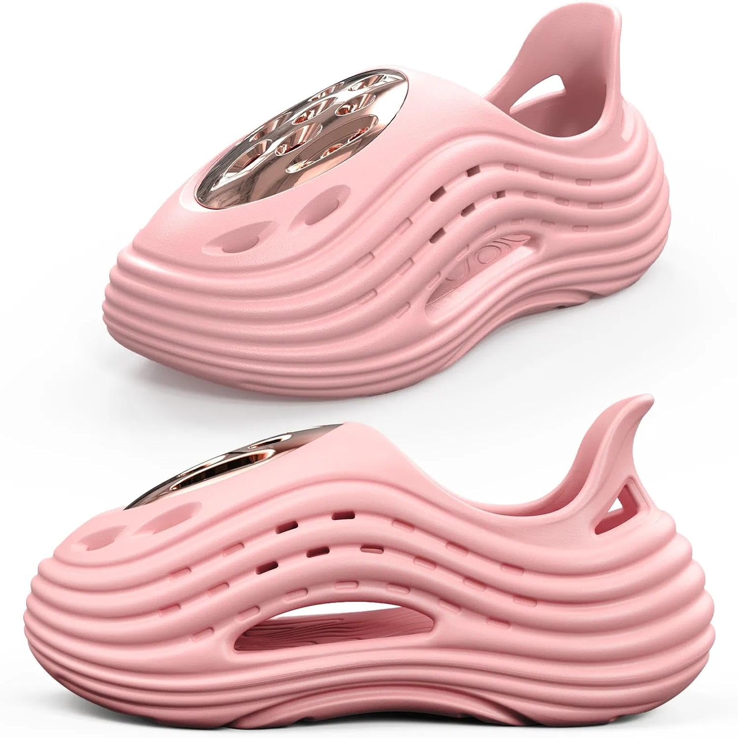 

Унисекс дышащие сабо с волнистой подошвой - легкая обувь для сада с вентиляционными отверстиями, нескользящие сабо для дома и улицы для мужчин и женщин Yassia, розовый