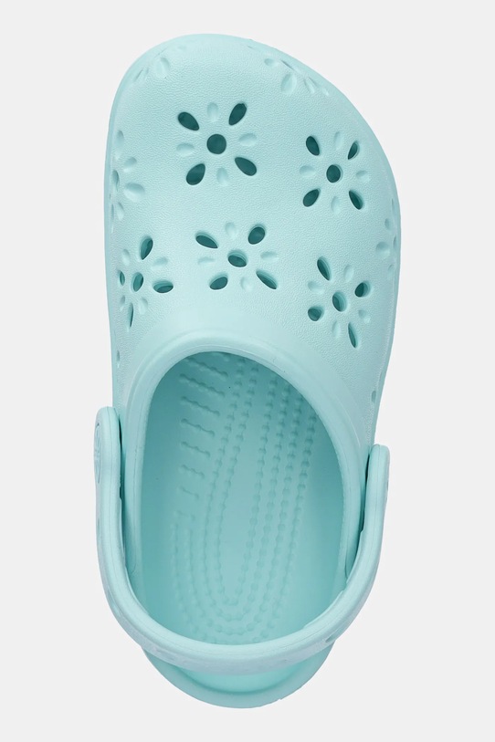 Классические детские сабо с цветочным принтом и ажурными вырезами Crocs, бирюзовый — фото 4