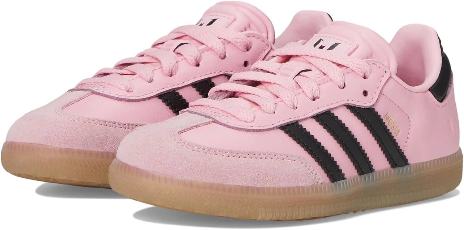 Детские футбольные бутсы Adidas Samba Messi J, светло-розовый/черный — фото 4