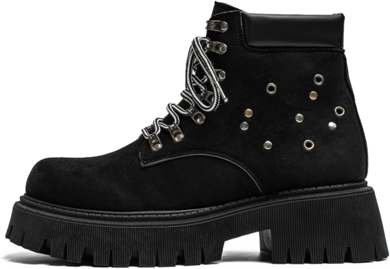 

Мужские замшевые ботинки Kelibasi с массивной резиновой подошвой и металлическими заклепками, разноцветные вощеные ботинки на шнуровке до щиколотки для походов на природу и повседневного уличного стиля