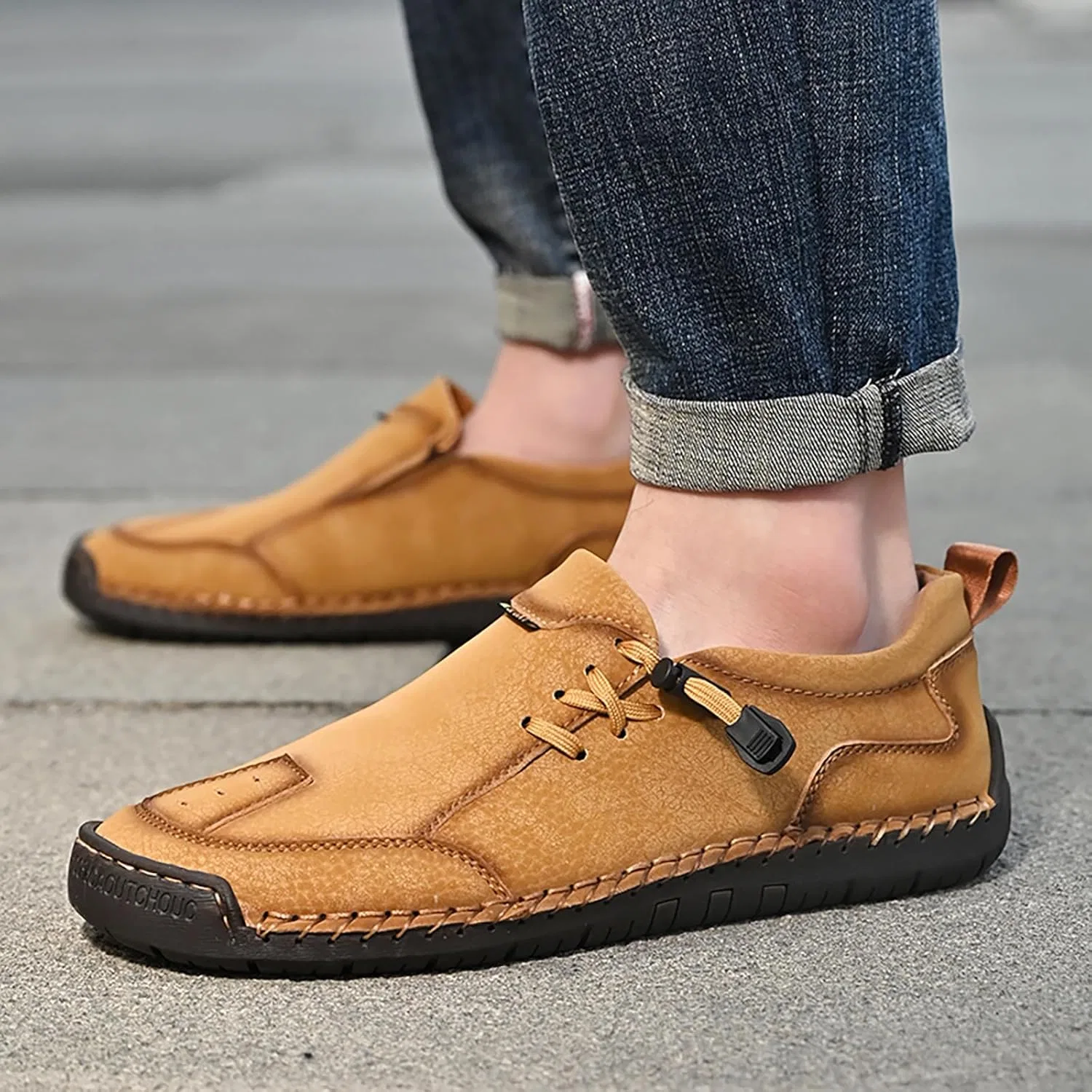 Мокасины мужские кожаные, Loafers, коричневый LVOMU — фото 2