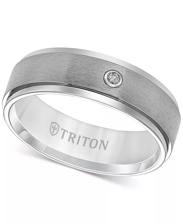 

Мужское титановое кольцо, обручальное кольцо с бриллиантом 7 мм Triton, titanium