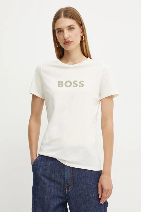Хлопковая футболка BOSS ORANGE Boss Orange, бежевый — фото 4