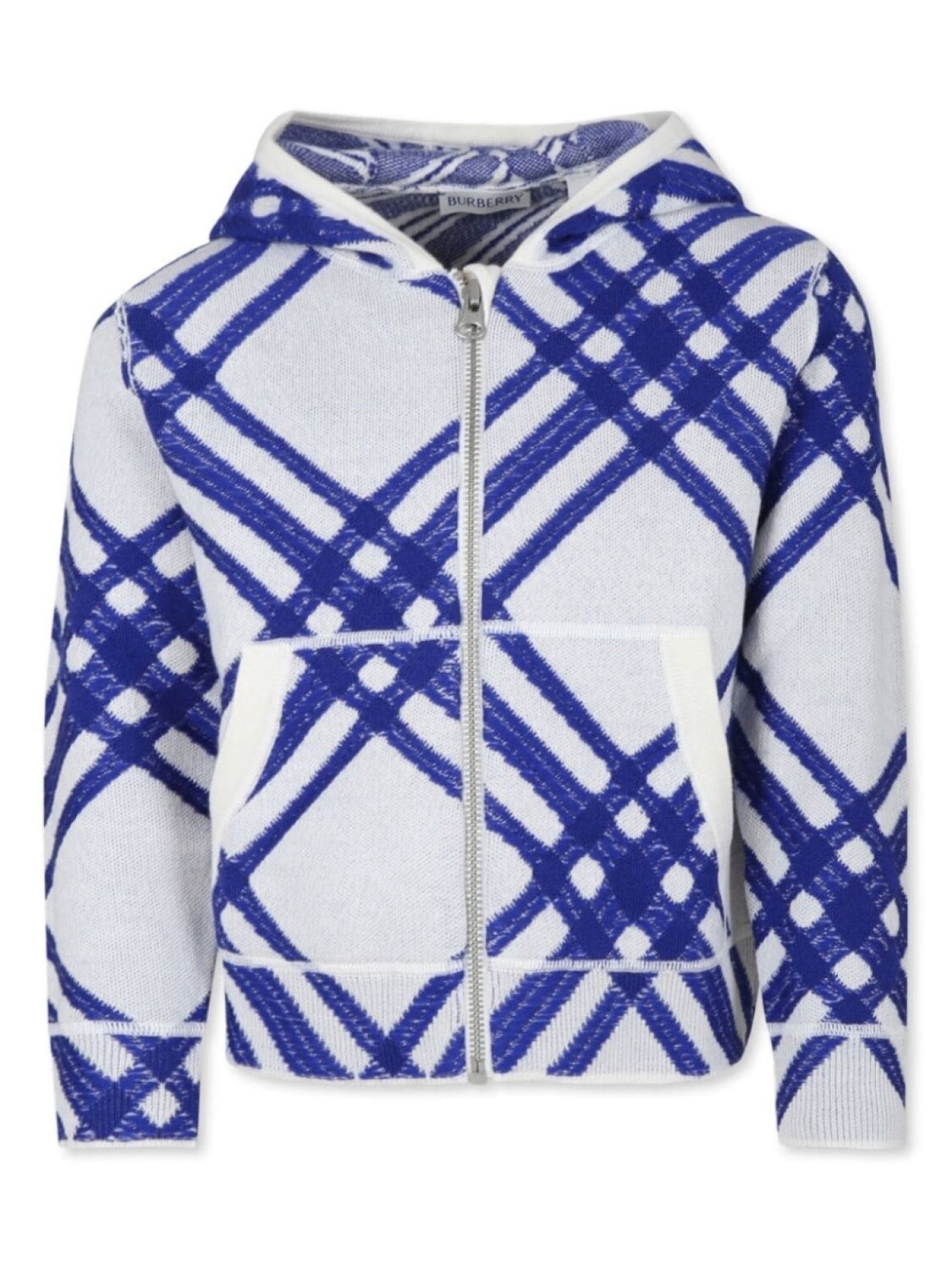 

Burberry Kids клетчатое шерстяное худи на молнии, синий