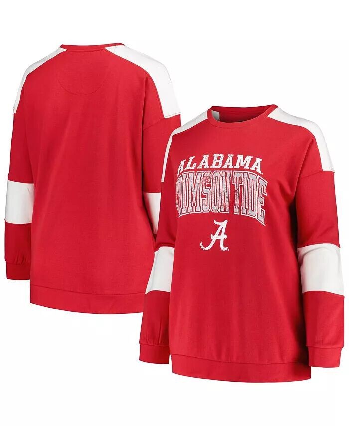

Женская толстовка-пуловер Crimson Distressed Alabama Crimson Tide Plus Size в полоску Profile