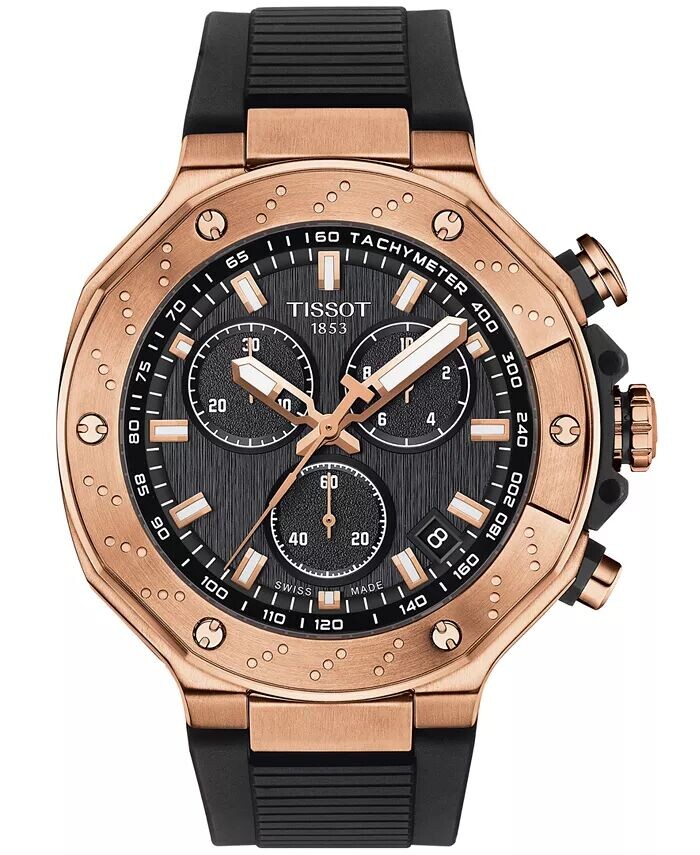 

Мужские швейцарские часы с хронографом T-Race с черным ремешком, 45 мм Tissot
