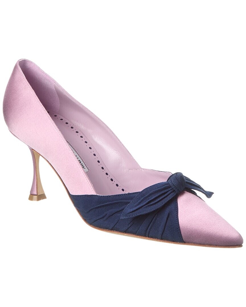Атласные туфли Manolo Blahnik Terka 70, фиолетовый — фото 2