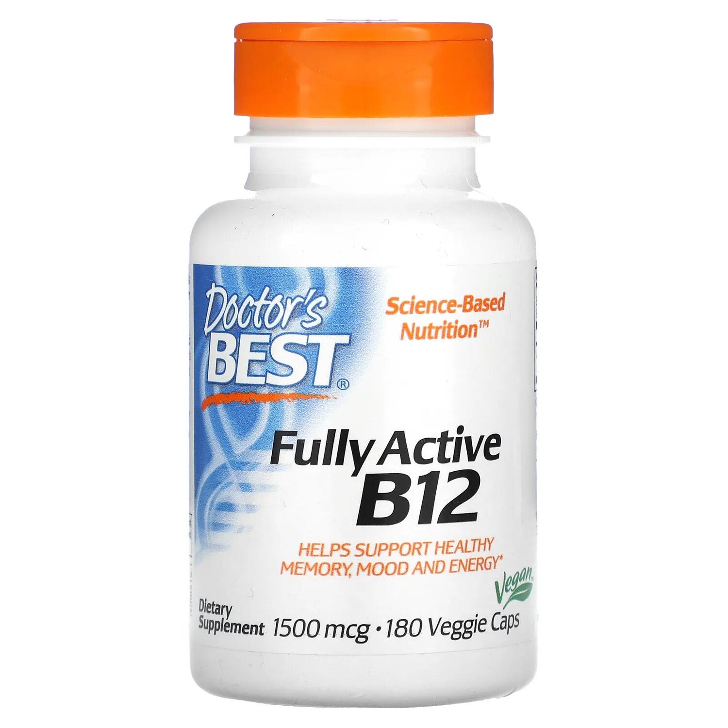 

Doctor's Best активный витамин B12 1500 мкг 180 вегетарианских капсул