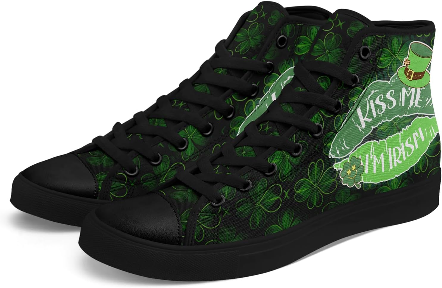 

Высокие кеды из зеленого холщового материала AWSOLE для женщин и мужчин, кроссовки для ирландского фестиваля, удачные праздничные подарочные спортивные повседневные туфли