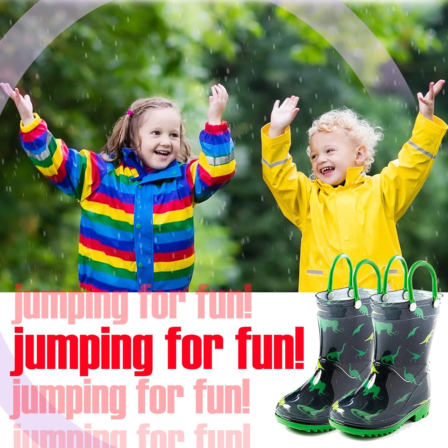 Водонепроницаемые ПВХ сандалии Puddle Play для малышей и детей с ручками для легкого надевания - легкие противоскользящие сапоги для мальчиков и девочек, Boys Dinosaurs — фото 3