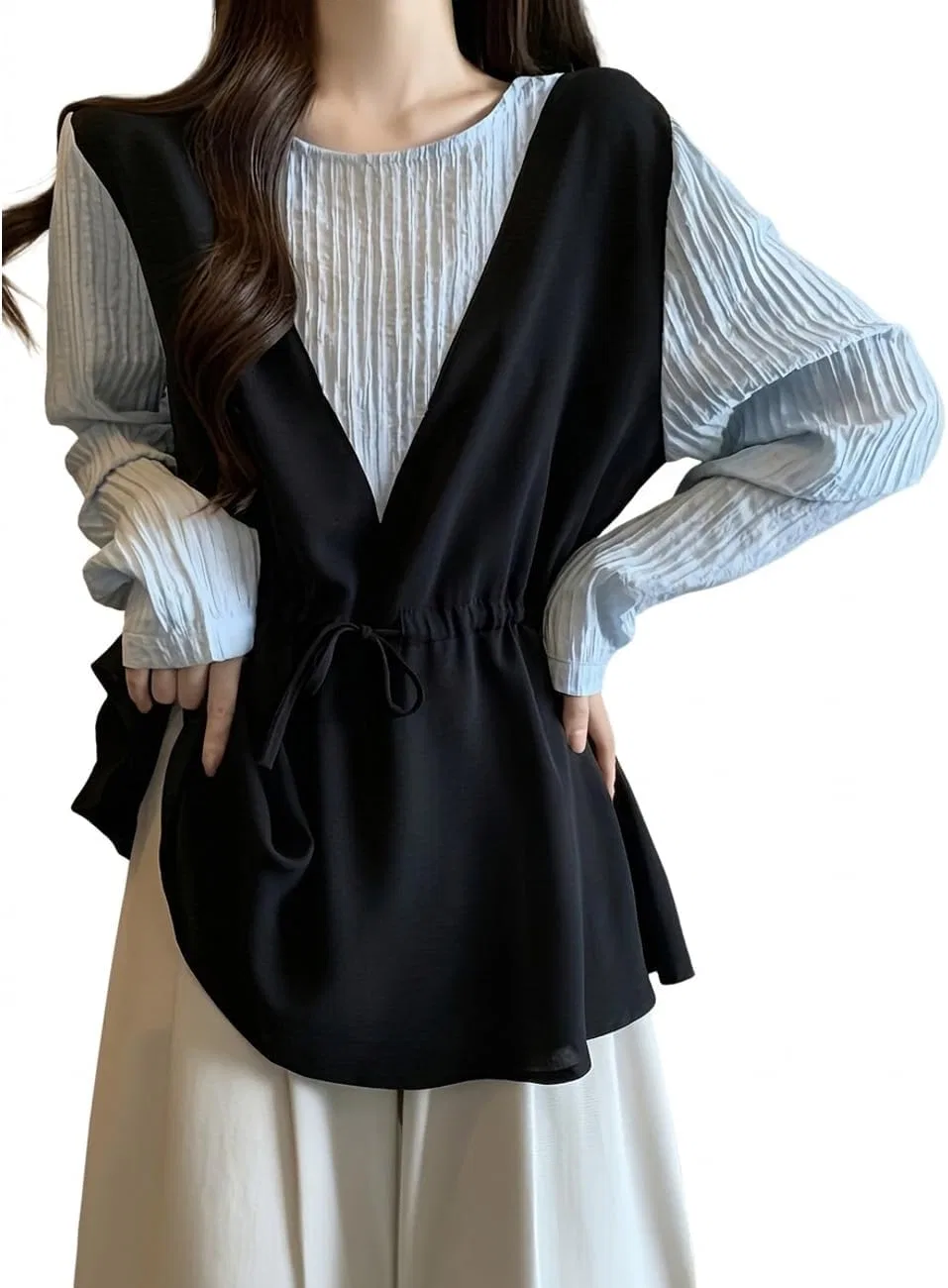 Блуза с воланами Layered Blouse, синий
