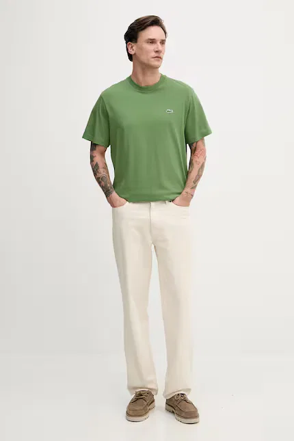 Футболка мужская Lacoste базовая, 100% хлопок, зеленый — фото 2