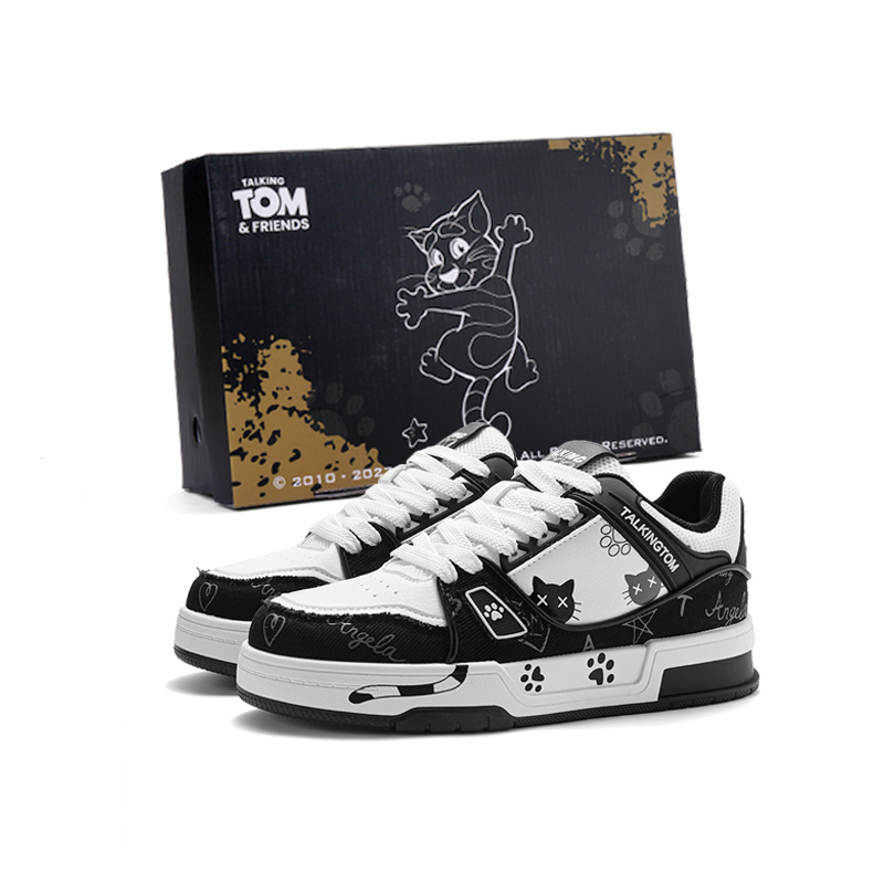

TALKING TOM Ударопрочные лоу-топ скейтборд кроссовки унисекс экрю - черный белый, цвет Black White