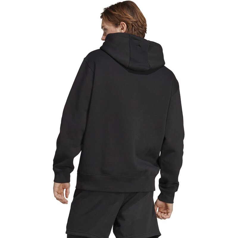 Толстовка с капюшоном, все размеры, флис, графика Adidas, черный — фото 3