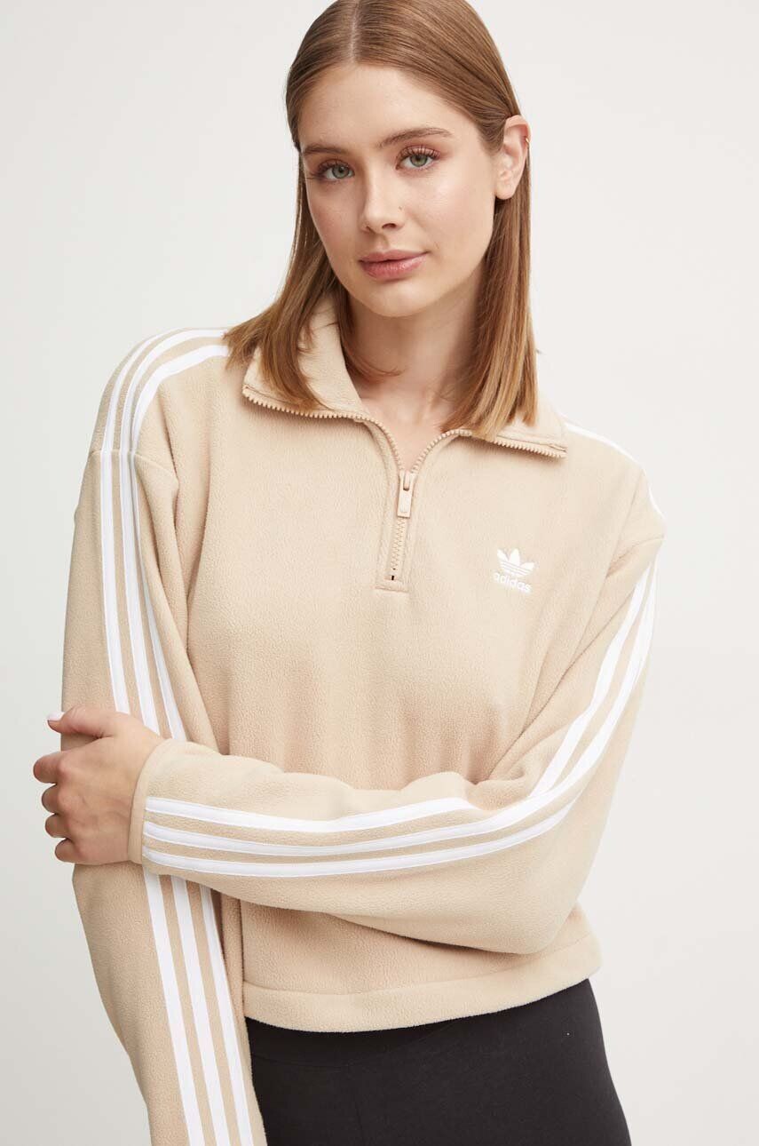 

Флисовая толстовка с молнией на половину длины adidas Originals Polarf, бежевый