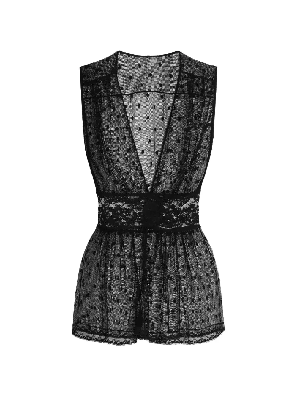Кружевной топ в горох DOLCE & GABBANA, черный
