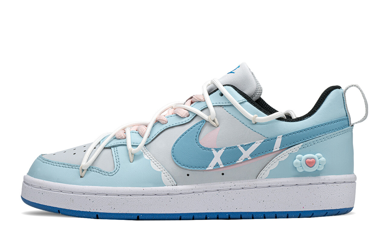 

Кроссовки Nike Court Borough Skateboard Shoes Women's Low-Top White Blue, Синий, Кроссовки Nike Court Borough Skateboard Shoes Women's Low-Top White Blue