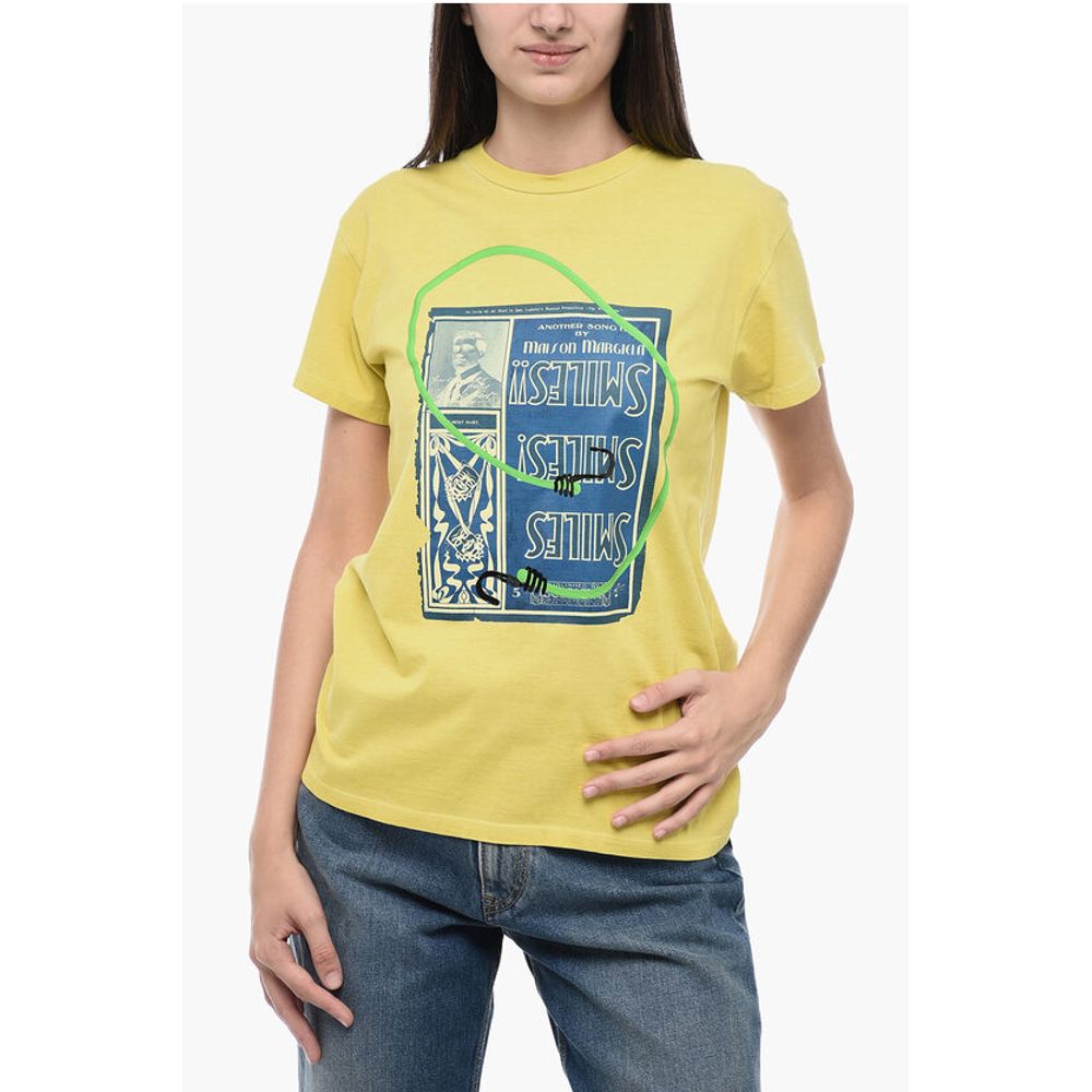 

Футболка MM1 с круглым вырезом и принтом SMILES из хлопка Maison Margiela, Yellow