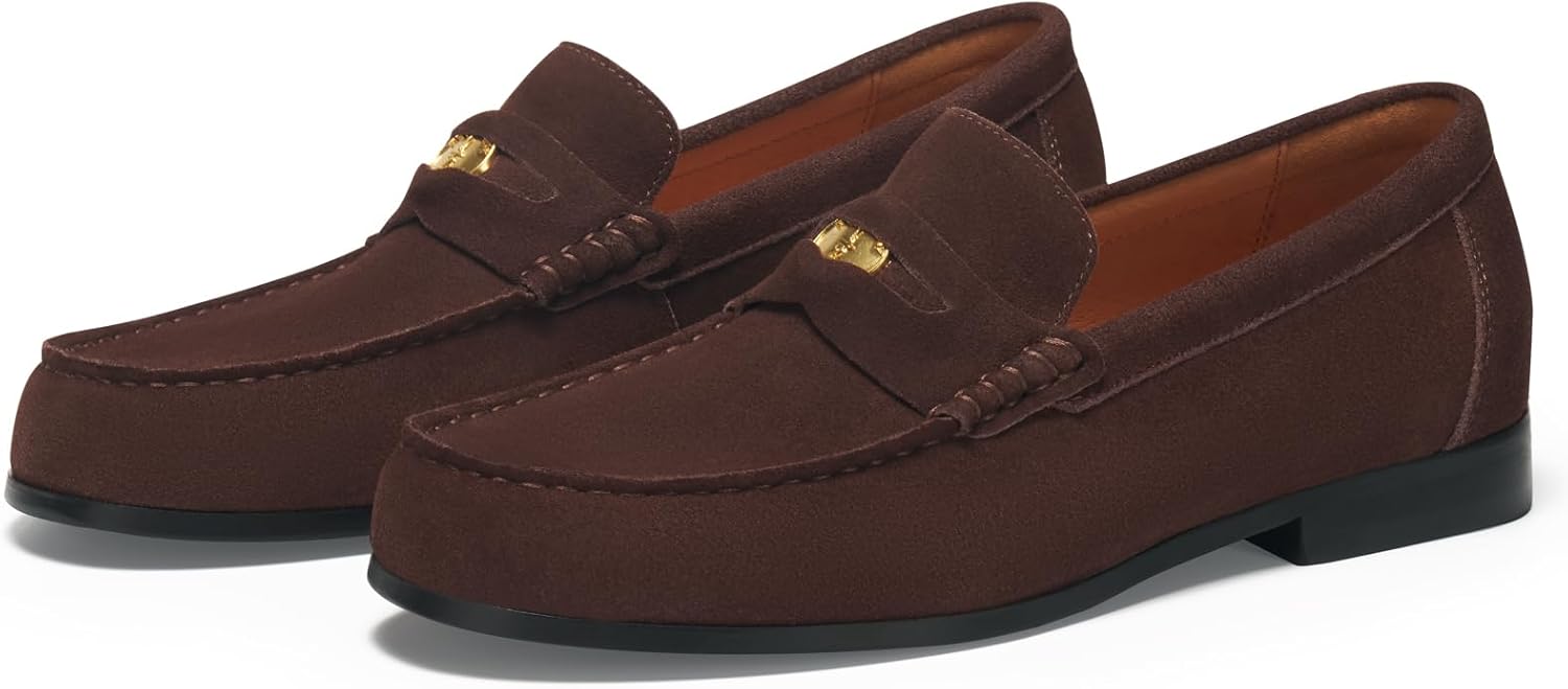 Мужские замшевые повседневные лоферы Journey West Ivy Style с мягкой подошвой, Newpennyloafers-coffee — фото 2