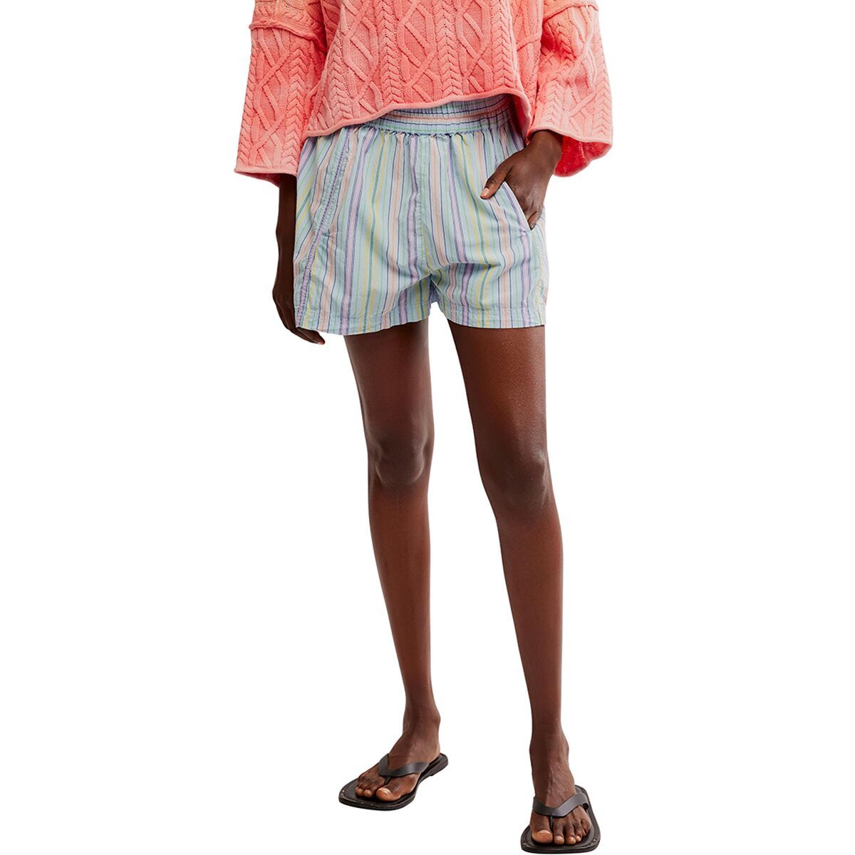 

Полосатые шорты без застежки Get free Free People, голубой