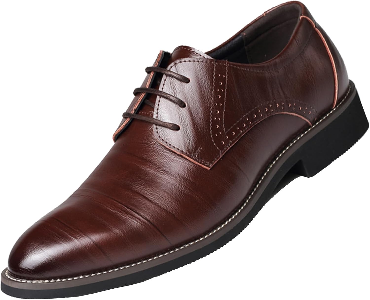 

Мужские туфли WUIWUIYU с искусственной кожей, шнуровкой, классические оксфорды, деловые, для смокинга, свадьбы, плоские, нарядные, дерби с крыльями, коричневый