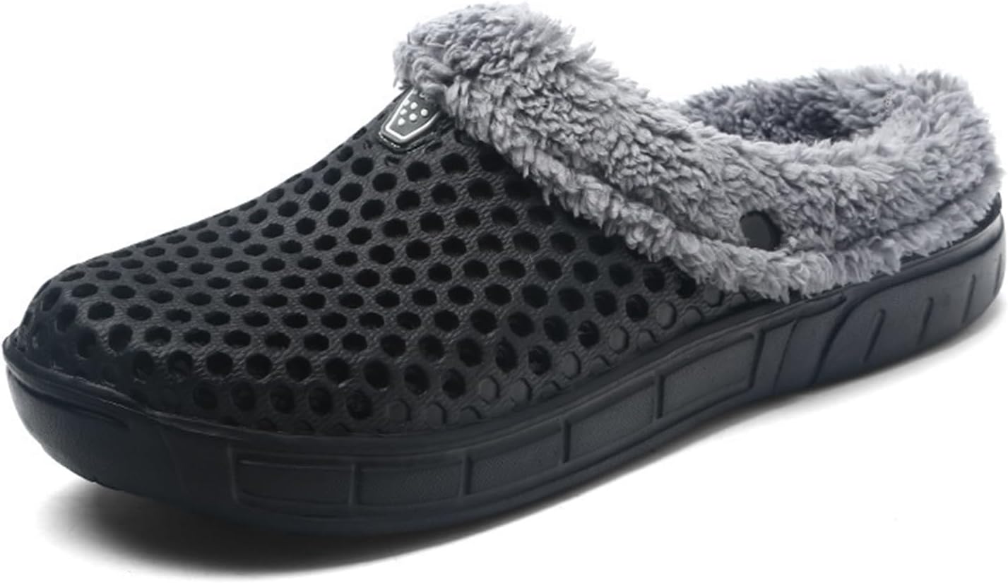 

Домашние сабо Fdskwky с меховой подкладкой: теплые зимние пушистые тапочки унисекс, нескользящие, дышащие, для ходьбы, сада, дома и на улице, для женщин и мужчин, черный
