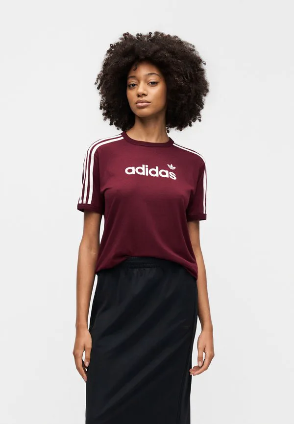 Футболка с линейным принтом Adidas Originals, Maroon/Off White — фото 4