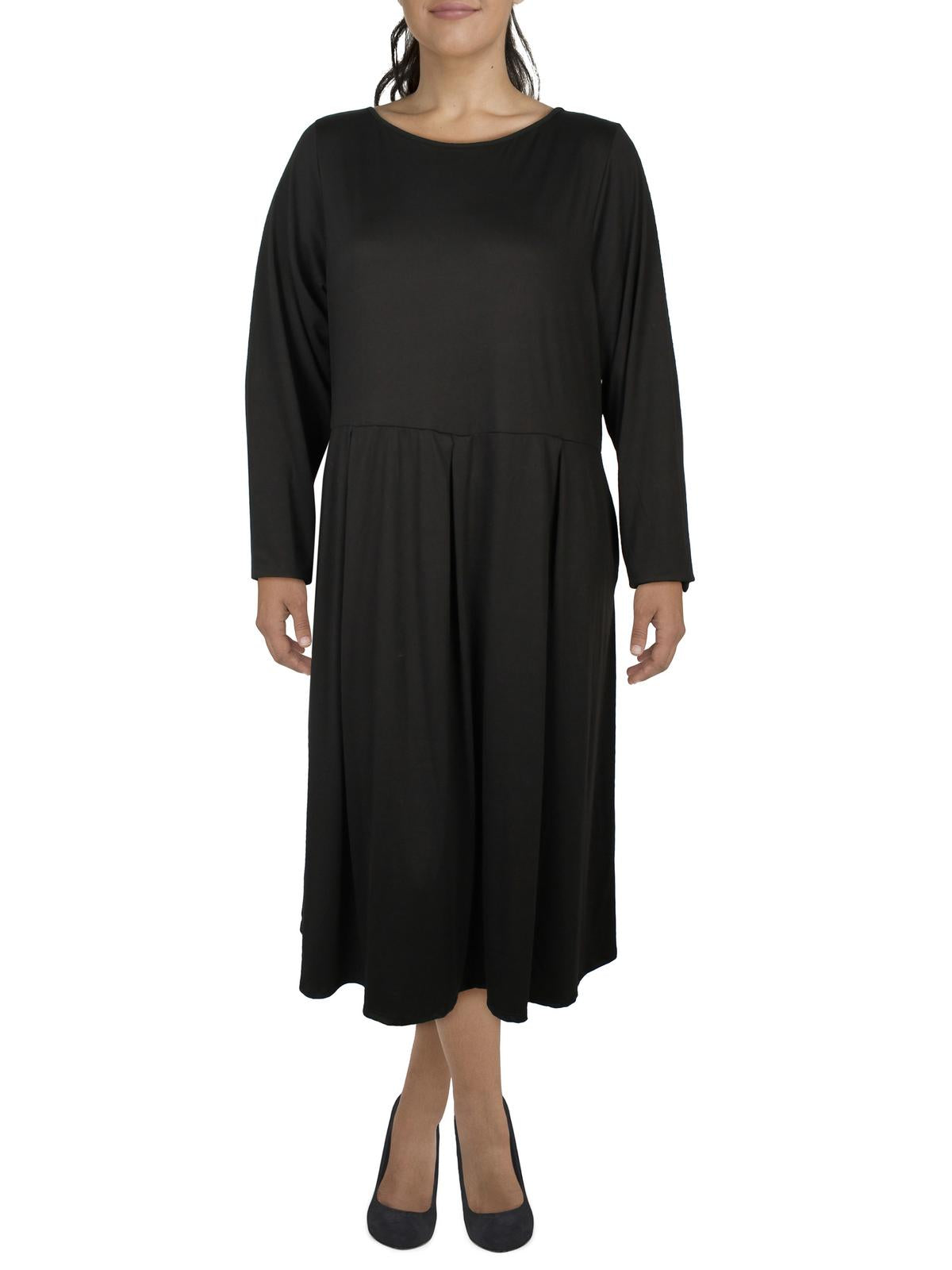 

Женское плиссированное офисное платье миди 24seven Comfort Apparel, черный