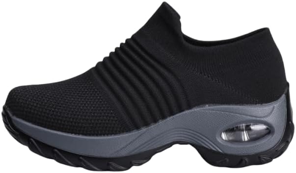 

Женские сетчатые носочные кроссовки, дышащие кроссовки на плоской подошве, мужские и женские кроссовки с воздушной подушкой для повседневной ходьбы Azttoztto, черный