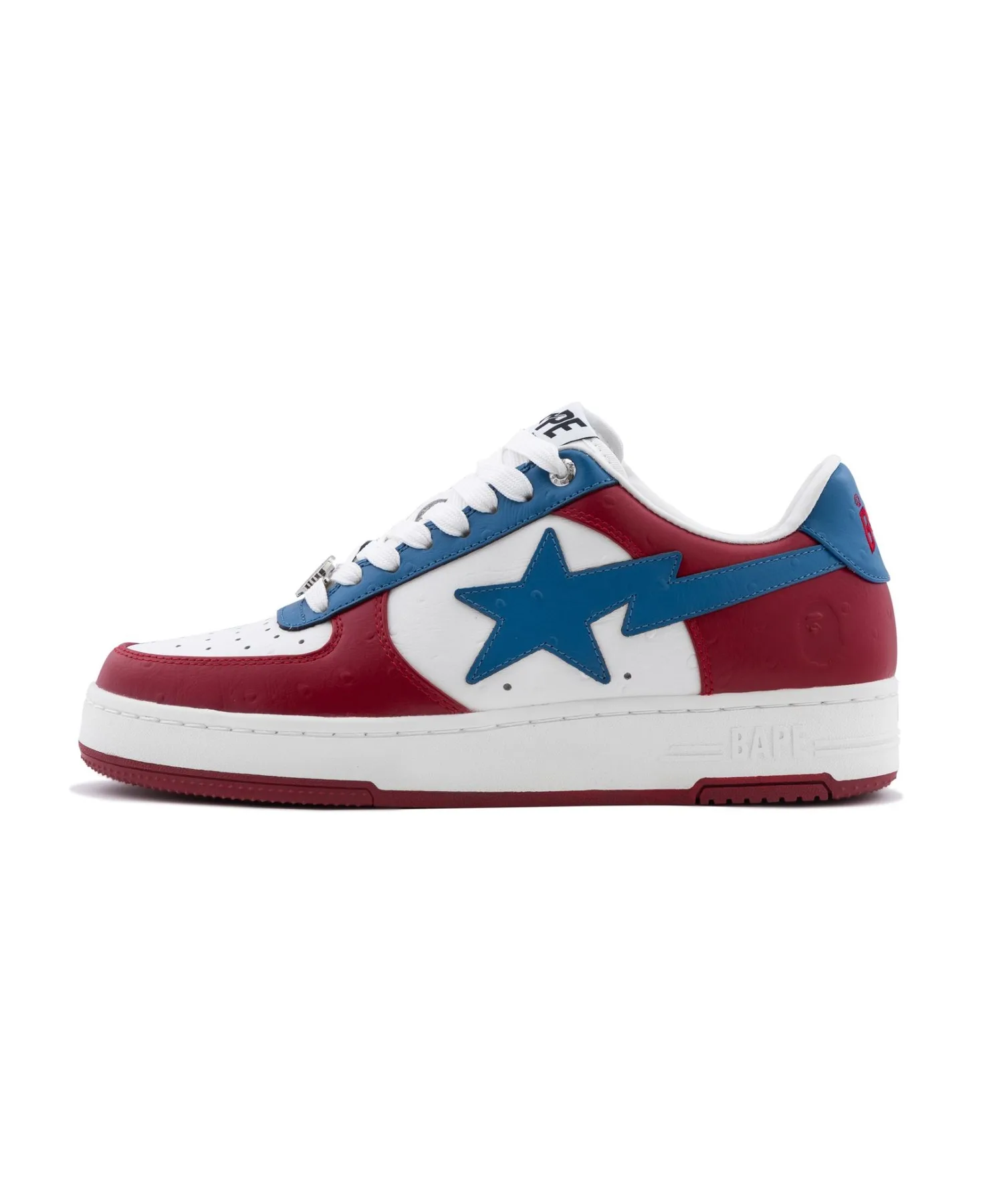 Мужские кроссовки из кафедральной кожи с тиснением BAPE STA #3 A BATHING APE красные — фото 3