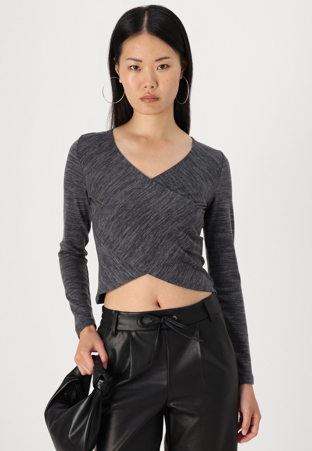 

Топ с длинными рукавами VMHELA TWO WAY WRAP Vero Moda, темно-серый
