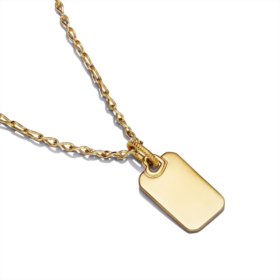 

Ювелирный набор Engravable Rectangle Tag Pendant Necklace Set Pandora, покрытие - золото