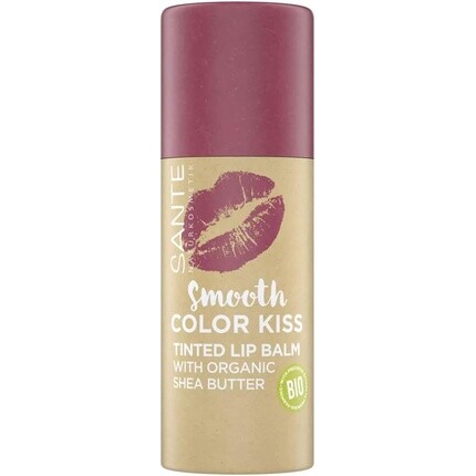Sante Naturkosmetik Smooth Color Kiss 02 Бальзам для губ с мягким красным оттенком и био-маслом 8,5 г