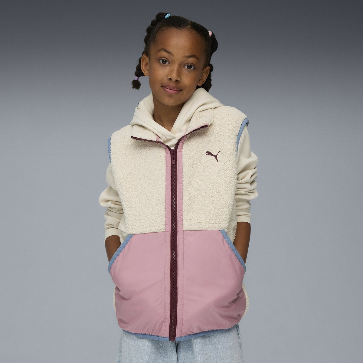 Детский гибридный жилет из искусственной овчины, размер 120-160 см. Puma, Alpine Snow
