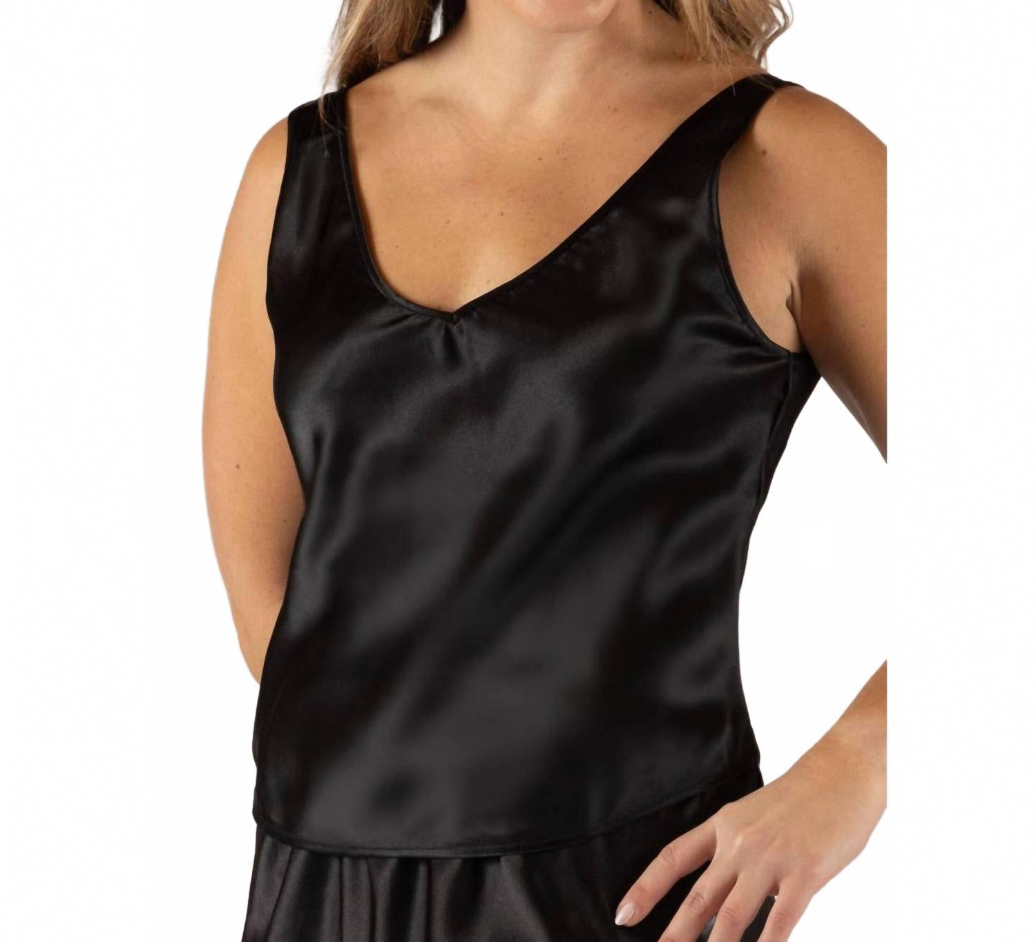 

Shadowline Lingerie Майка Satin Essentials с широкими бретелями, черная