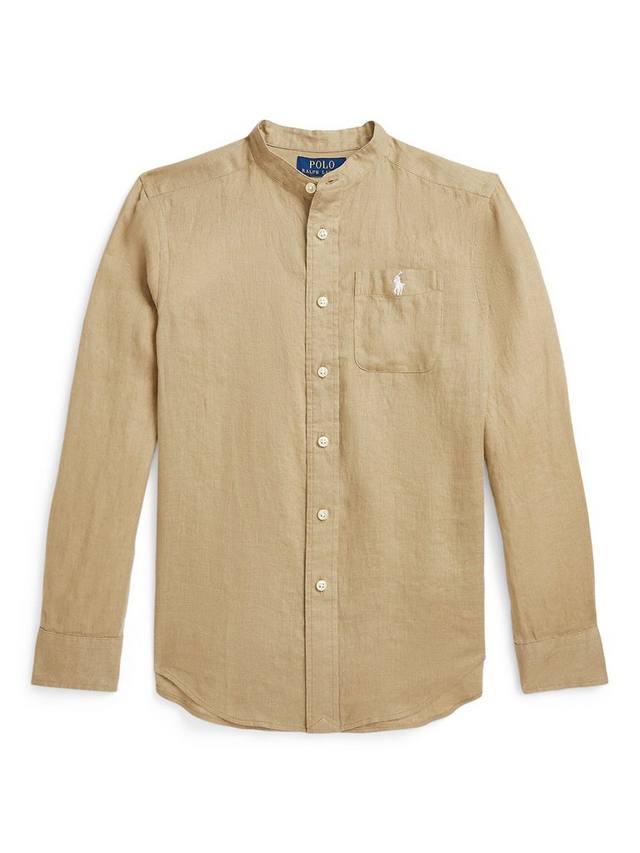 

Детская рубашка Polo Kids Postboy с воротником-стойкой из льна Ralph Lauren, Surrey Tan
