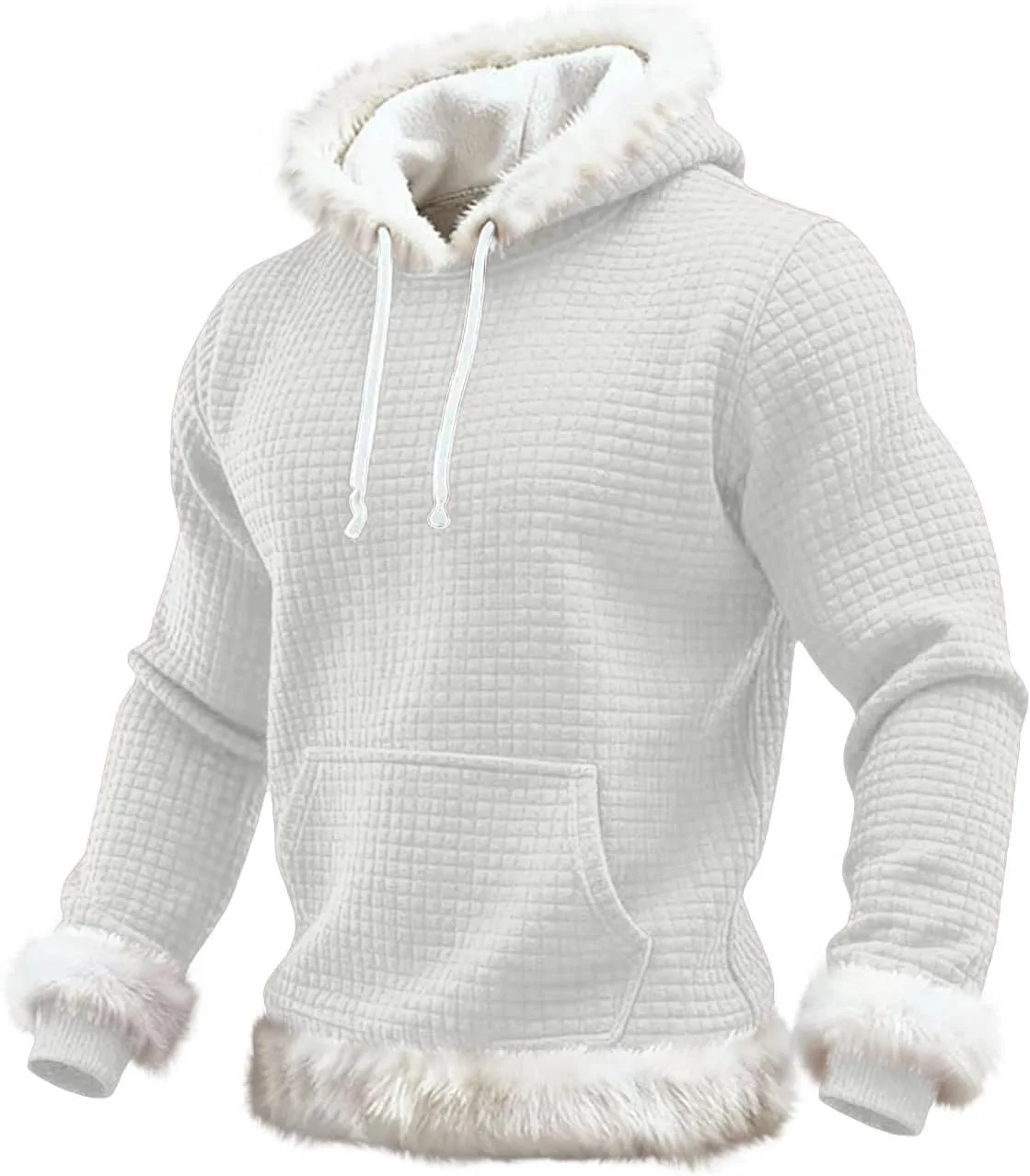 

Женский рождественский худи Waffle Knit с белым мехом и Plus Size