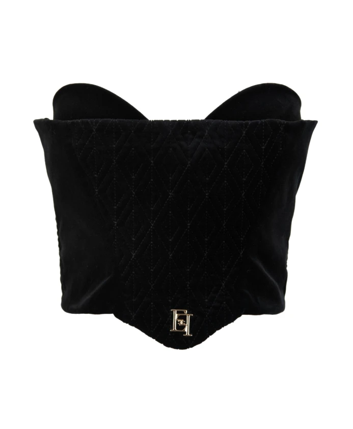 

Топ с квадратным вырезом и клетчатым узором. Elisabetta Franchi, черный