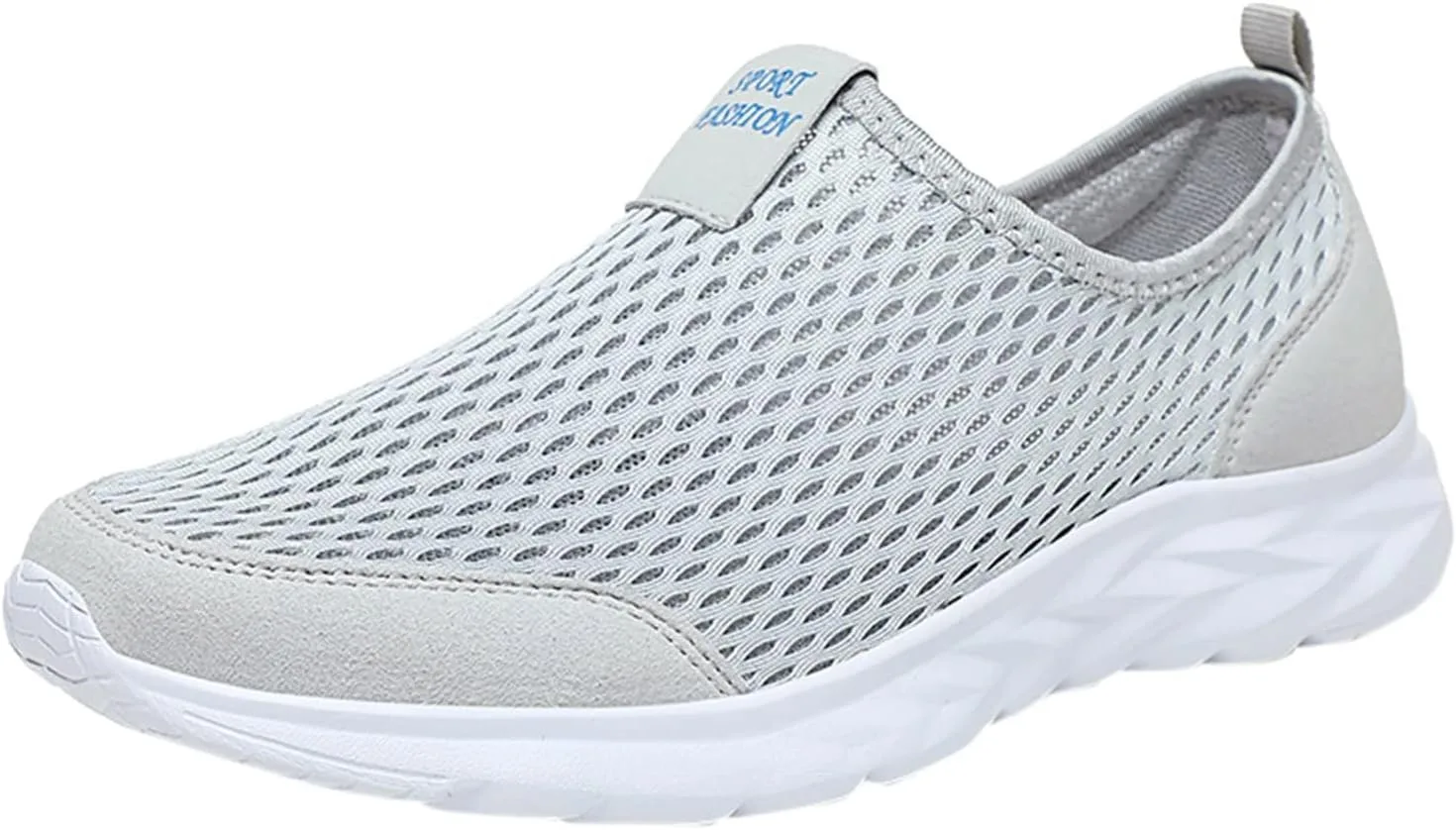 Кроссовки Herren Sommerschuhe, Leichte Sportschuhe Herren Slipper Ohne Schnursenkel Freizeitschuhe Mesh Atmungsaktiv Schlupfschuhe Breite Fuße Bequeme Stoffschuhe Schnell Trocknend Strandschuhe Generic, серый