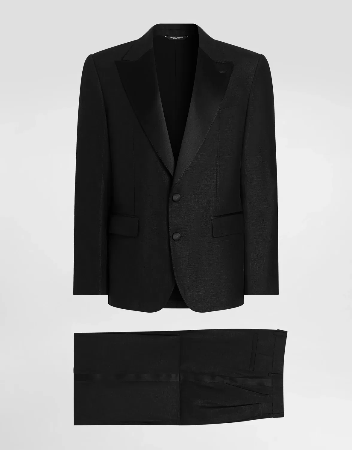 Однобортный костюм из льняного полотна DOLCE & GABBANA, черный