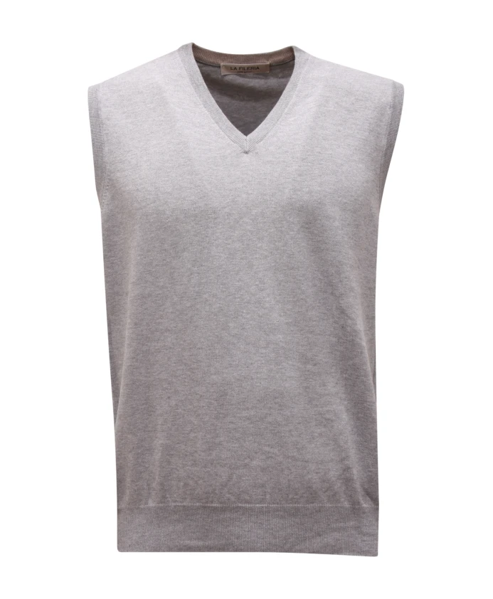 

Хлопковый свитер без рукавов с V-образным вырезом La Fileria, серый