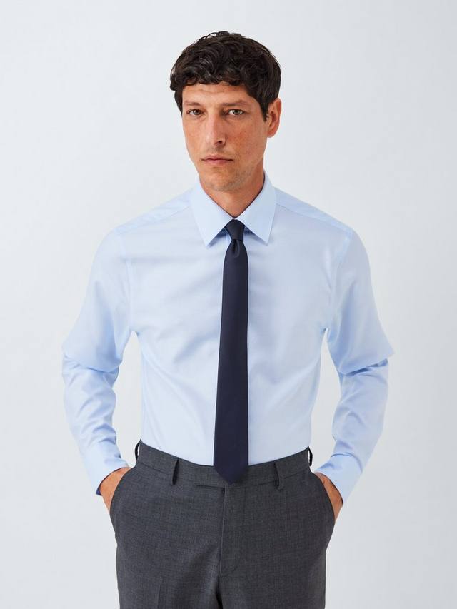 

Сорочка из хлопка в рубчик Slim Fit John Lewis, Blue