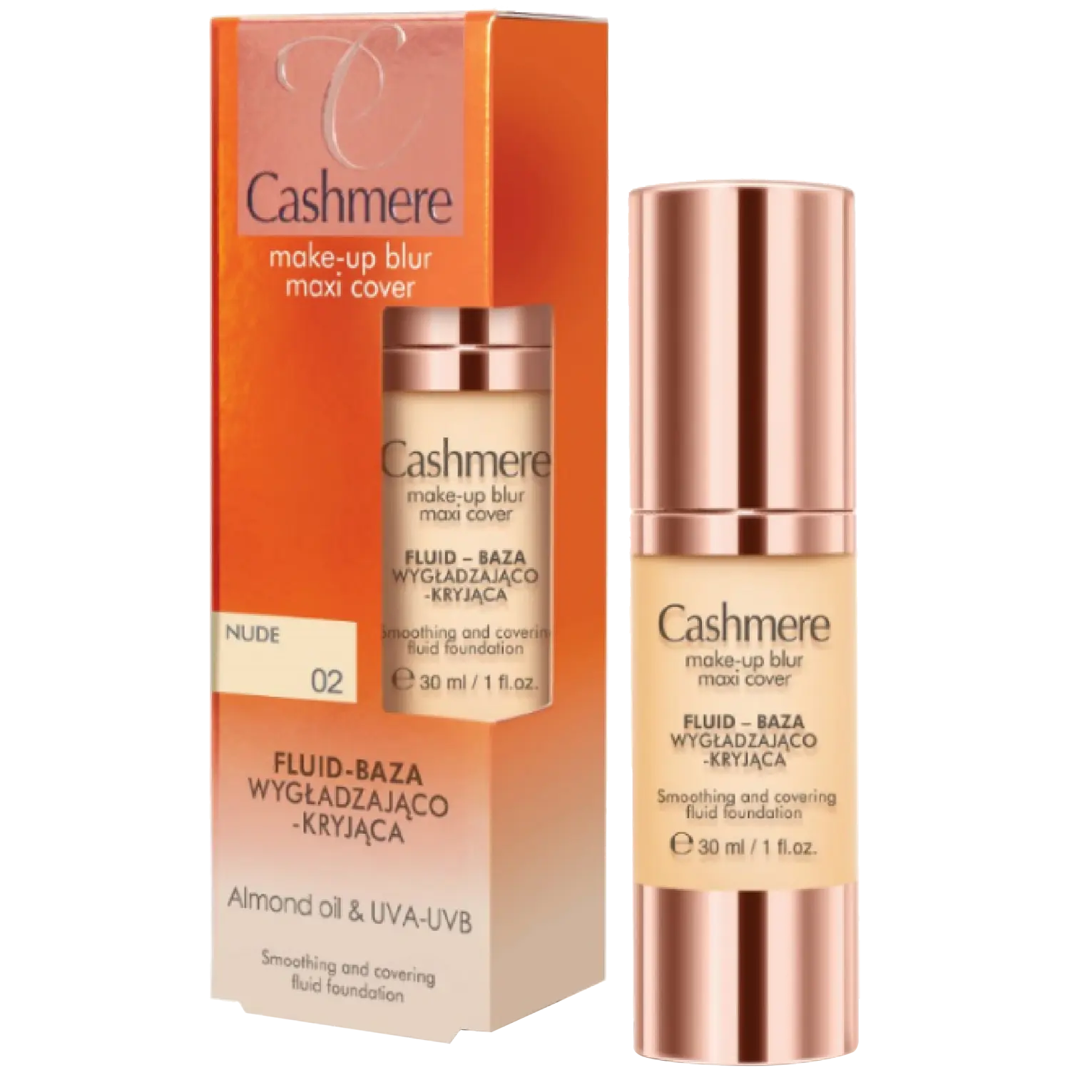 

Разглаживающая и покрывающая база-флюид 02 телесного цвета Cashmere Make-Up Blur Maxi Cover, 30 мл