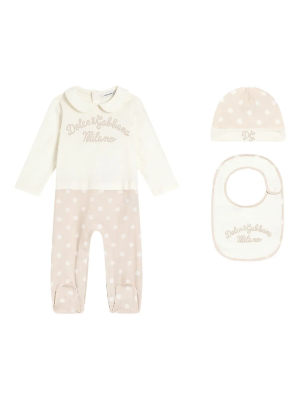 

Dolce & Gabbana Kids комплект из комбинезона, шапки и нагрудника, белый